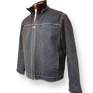 OOIDA Embossed Insulated Leather Jacket Brown Owners Operator Independent Large